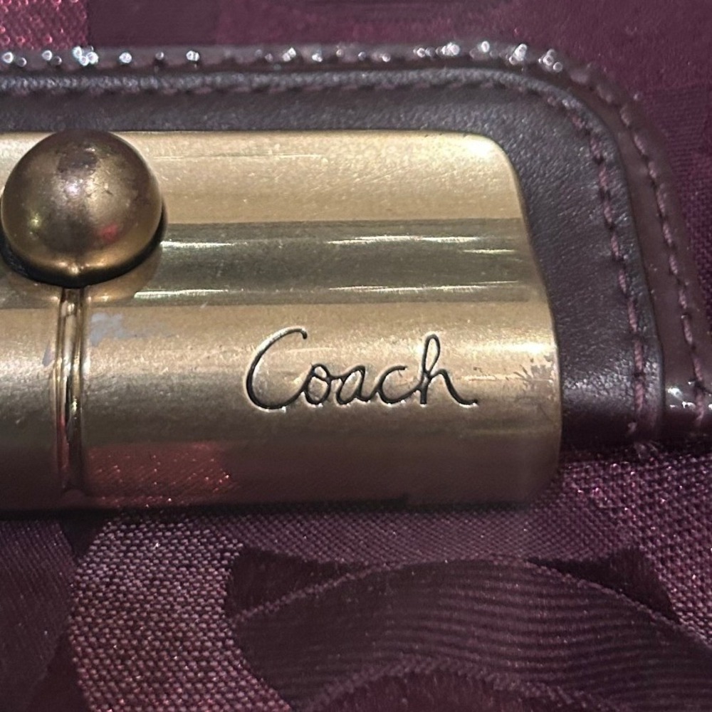 Coach Kristin Hobo Bag Purse Plum Metallic Turnlock Y2K Designer Monogram Luxury - Picture 5 of 11